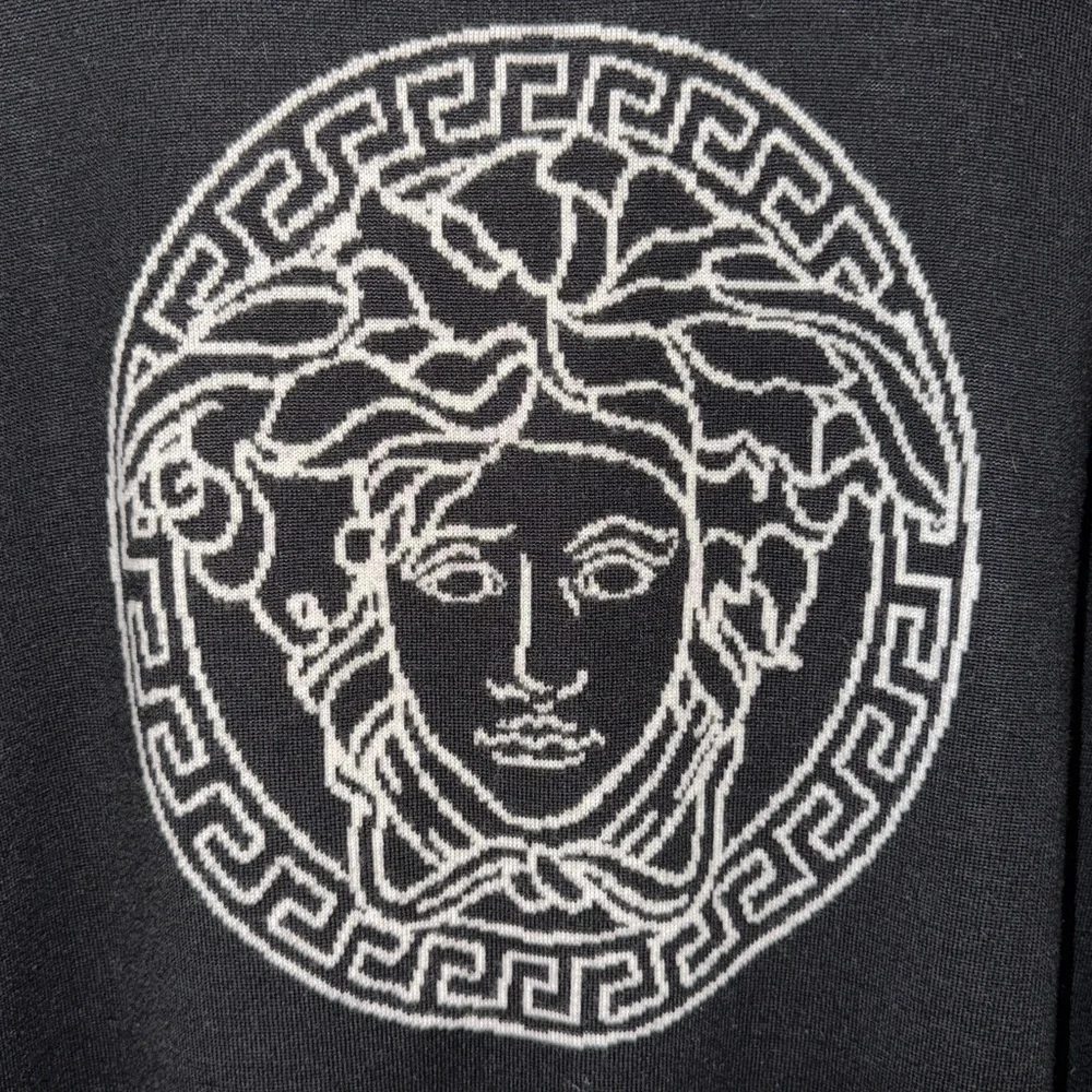 Authentic versace knit sweater institutional logo jacquard wool